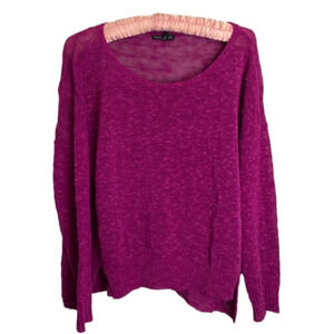 EILEEN Fisher Cerise Pink Linen Blend Sweater Size Medium M